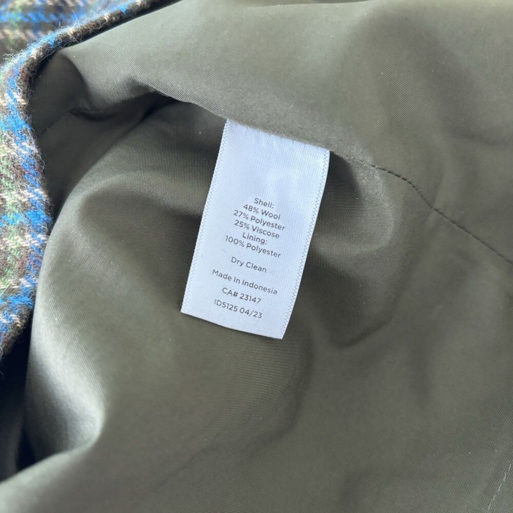 Talbots Womens 4 Fringe Trim Wool Blend Faux Wrap Skirt Green Plaid - Picture 7 of 8